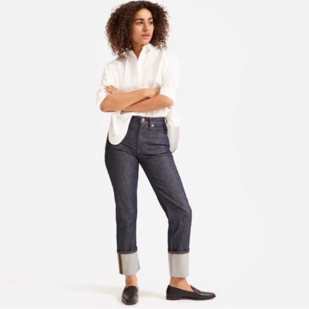 Everlane Dark Wash “The High Rise Straight Jean”